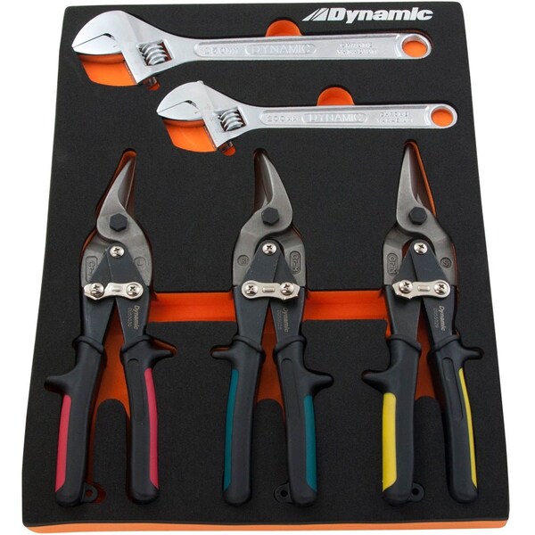 Tools 6Pcs Aviation Snip & Adjustable Wrench Set W/ Foam Tool Orgnzr